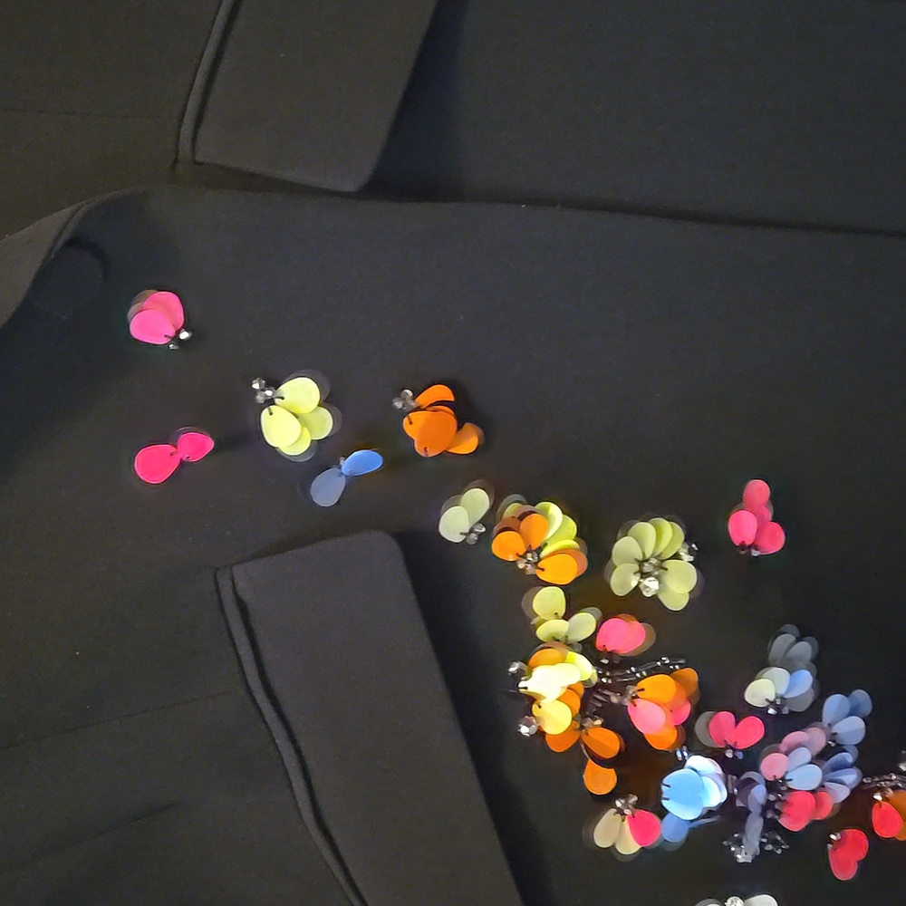 Elegant Blazer Dress with Colorful Floral Accents - Picture 12 of 12